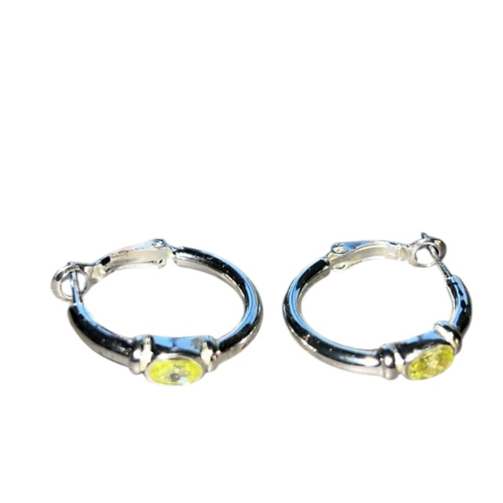 New Earrings silver with light green gem NEW IN BOX costume
